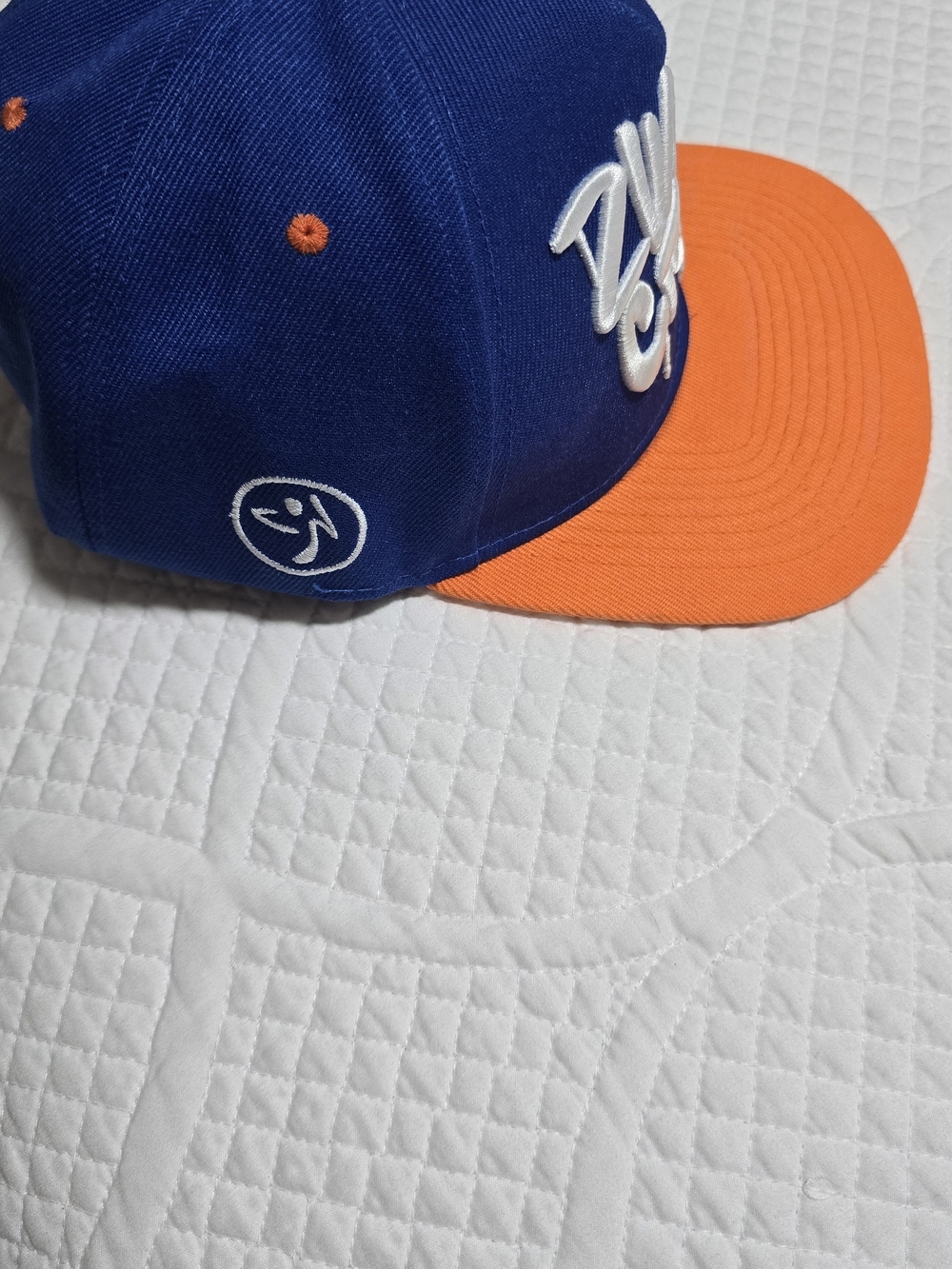 Zumba Blue and Orange Snapback Hat with White Embroidery